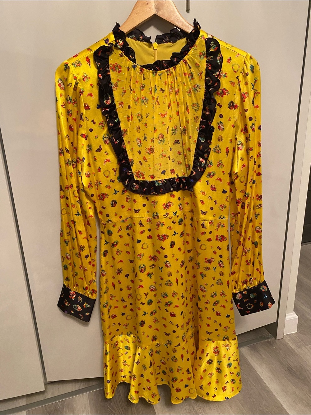 Cynthia Rowley  Aiko Ruffle Trim Long-Sleeve Mini Prairie Dress size 8 - Picture 4 of 6